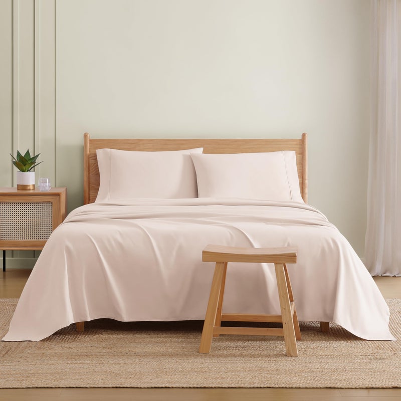 UGG Queen Sheet Set 4-Piece Luxury Cooling Sheets Deep Pockets Premium Bedding with 2 Pillow Shams Hypoallergenic Machine Washable Soft Lightweight Bed Set for Bedroom, Queen, Shell Pink (Hedi) - Image 2